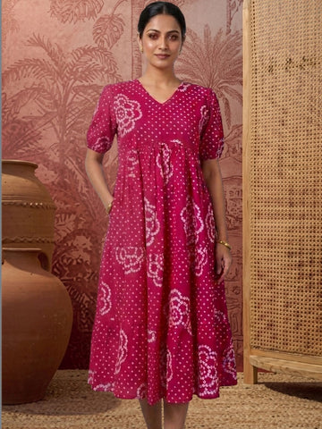 Bohemian Print Fit & Flare Midi Dress
