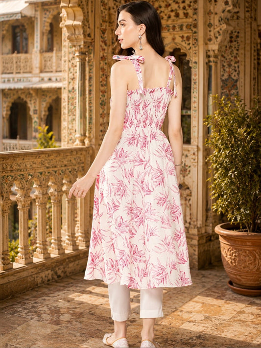 Floral Print A-Line Midi Dress