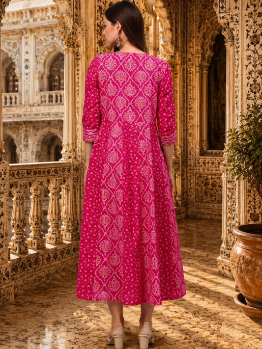 Ethnic Motifs Print A-Line Midi Dress