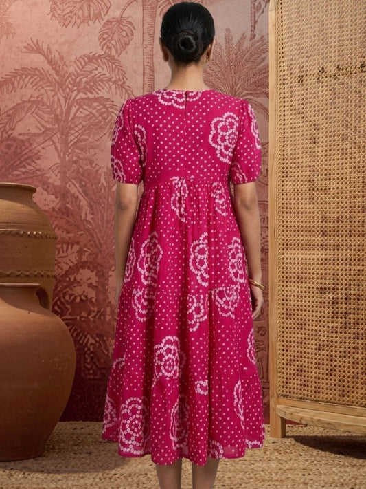 Bohemian Print Fit & Flare Midi Dress